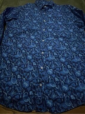 Cremieux Premium  Blue Floral Long Sleeve Shirt